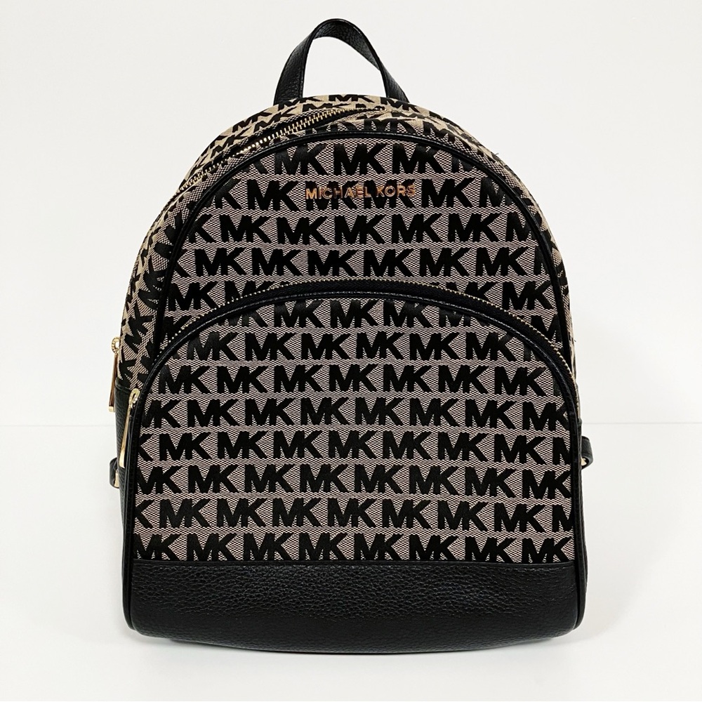 Michael Kors | Black Abbey Monogram Backpack OS Academia Mature Travel